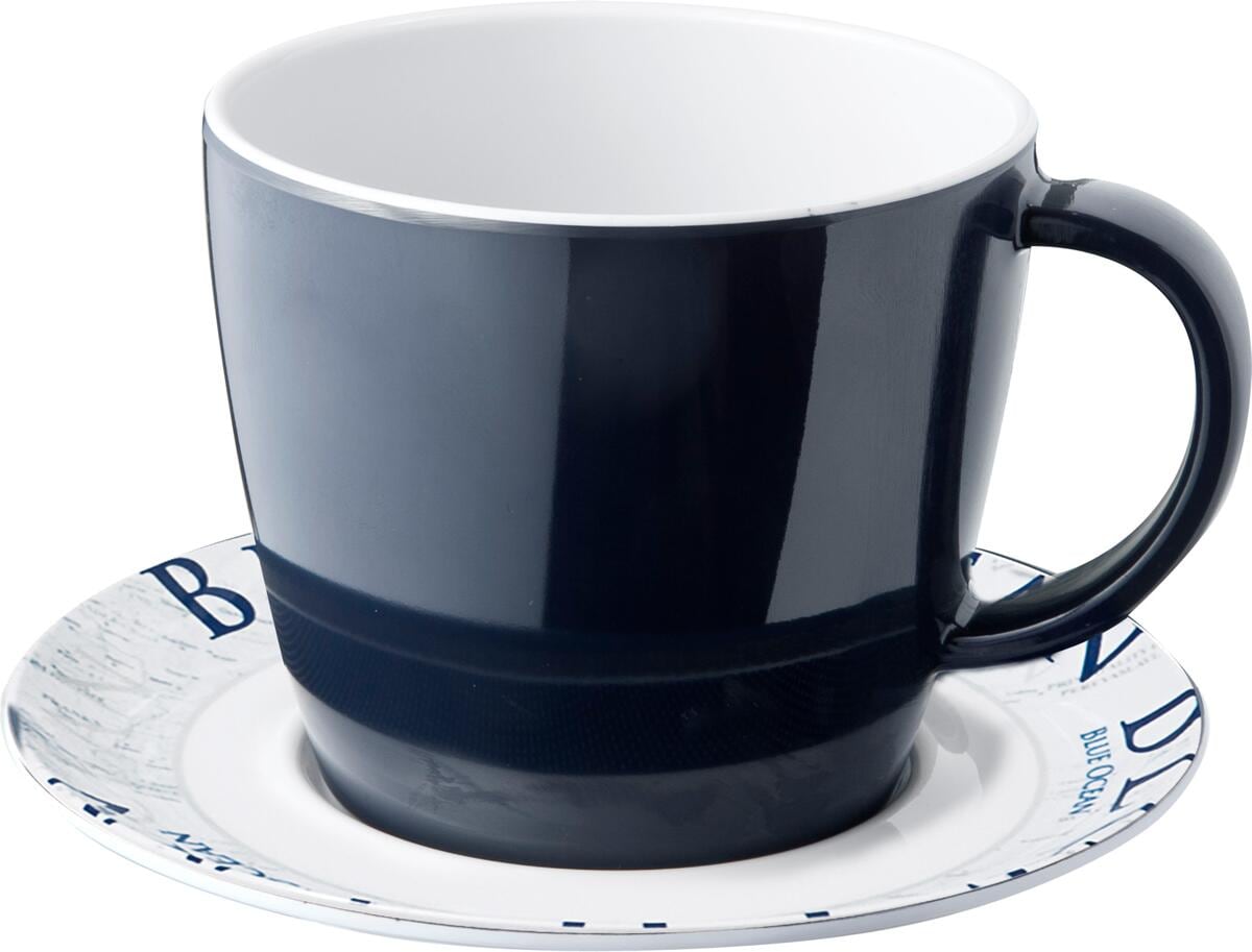 Kopp med skål Blue Ocean melamin 250 ml - Brunner forfra