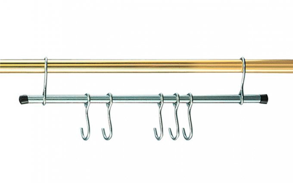 Krokelist i stål 40 cm med 7 kroker for telt og campingvogn forfra
