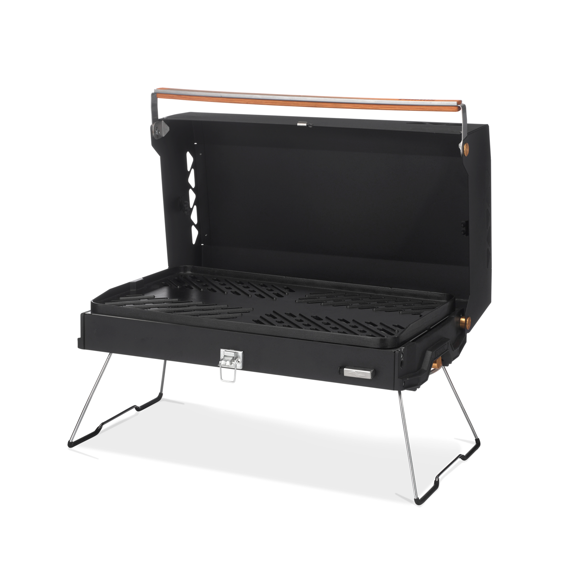 Kuchoma bærbar gassgrill 2500 W med lokk og piezotenn forfra