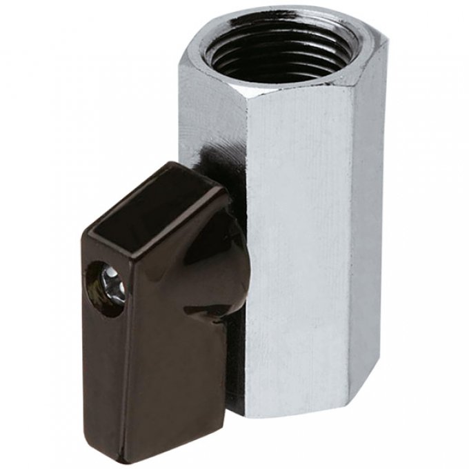 Kuleventi i messing 3/8" forkrommet med innvendig gjenge - Lilie forfra