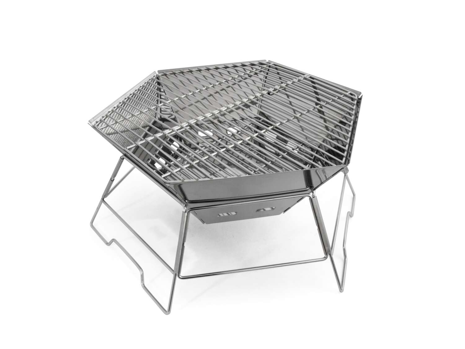 Kullgrill Hexagon sammenleggbar med bålpanne 40x45 cm - Origin Outdoors sett forfra