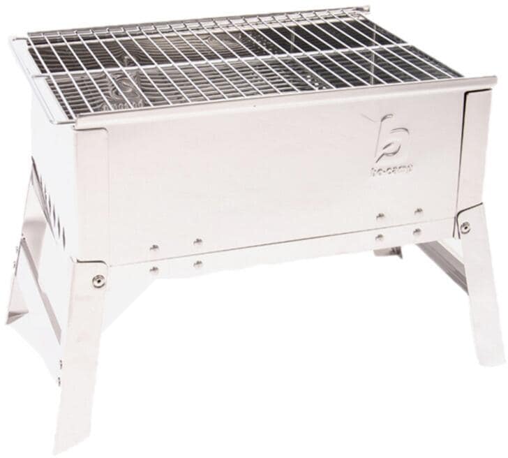 Kullgrill kompakt sammenleggbar 22,5x33 cm rustfritt stål forfra