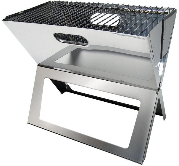 Kullgrill Tom sammenleggbar 50x29 cm grillflate rustfritt stål forfra