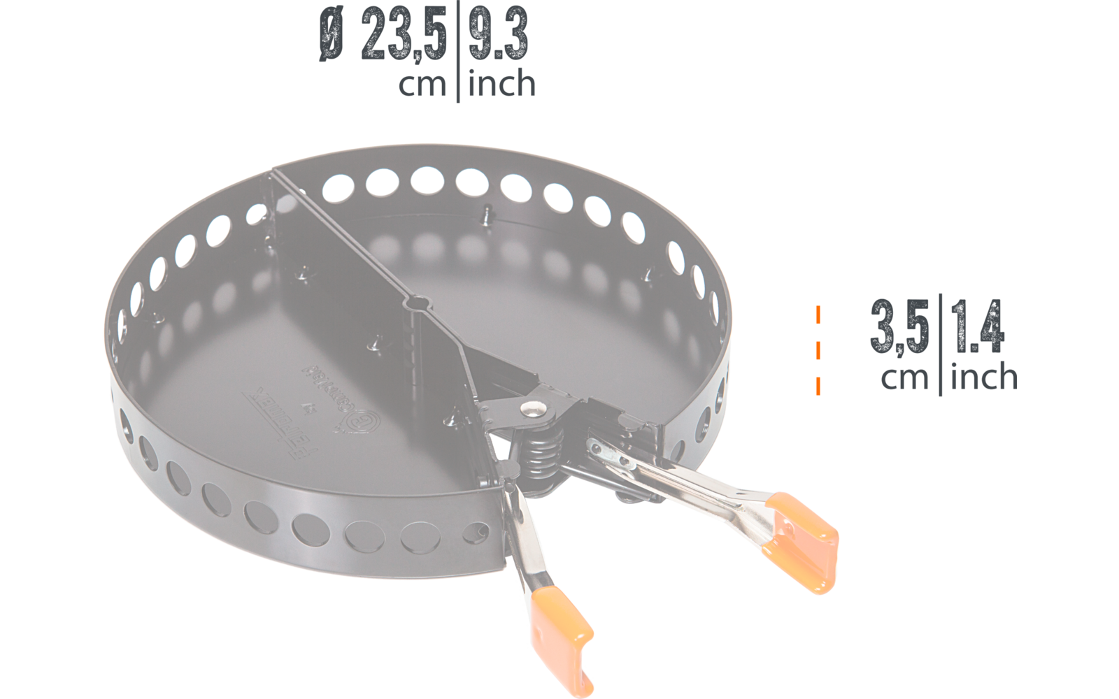 Kullskål pro-ft 23,5 cm for bålgryte i stål bakside
