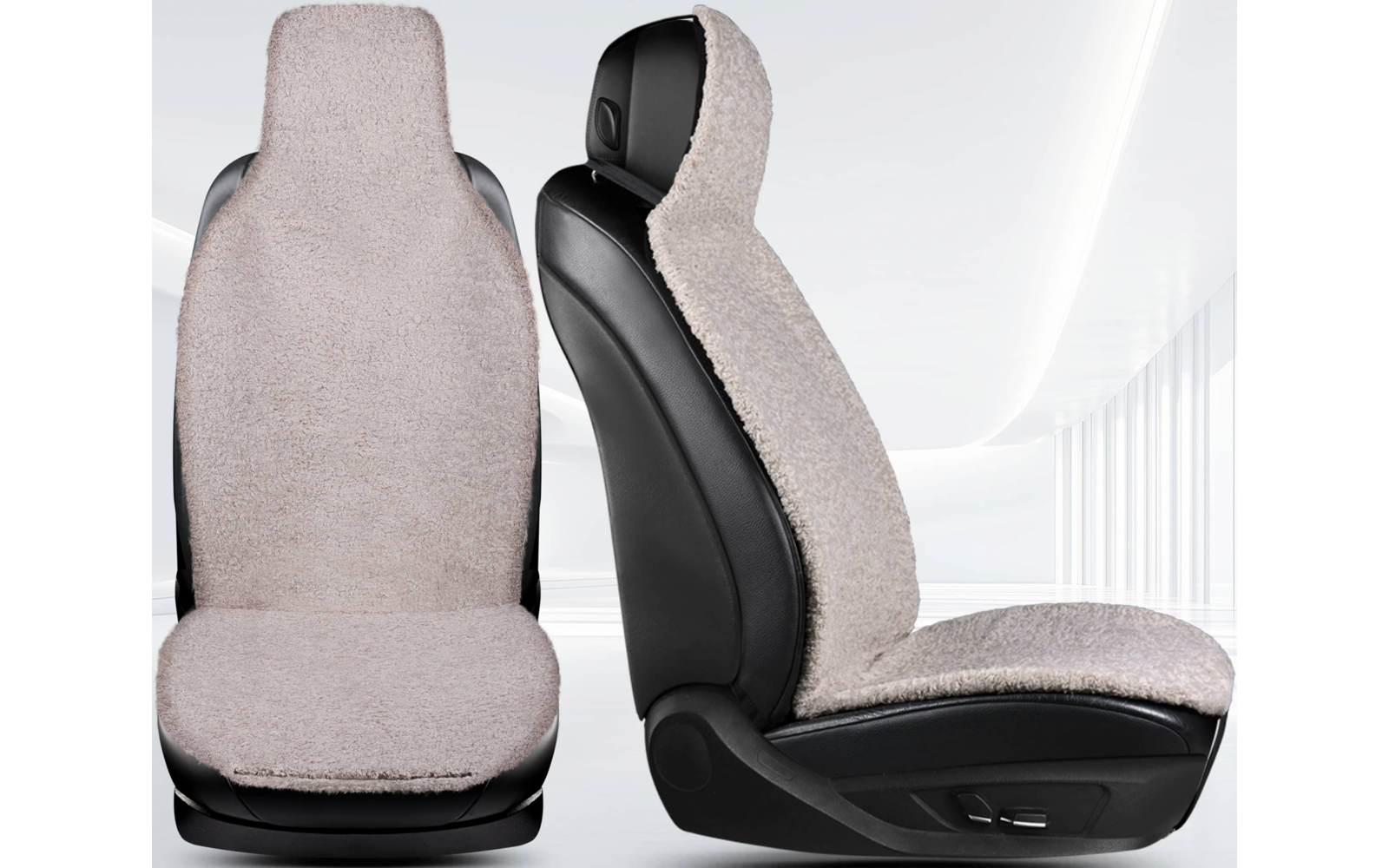 Detalj av kunstpels materiale på setetrekk for Fiat Ducato Boxer Jumper grå