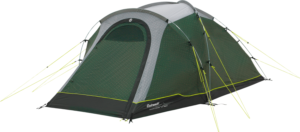 Kuppeltelt Cloud 3 for 3 personer 330x200 cm 3000 mm - Outwell i grønn farge sett forfra