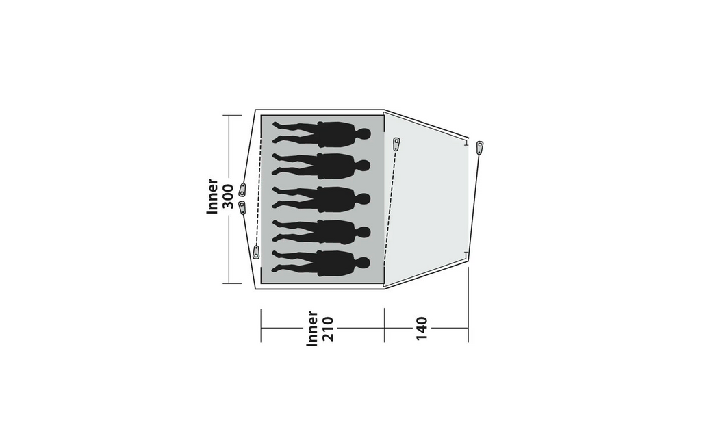 Detalj av fortelet på Kuppeltelt Cloud 5 for 5 personer 3000 mm vannsøyle - Outwell