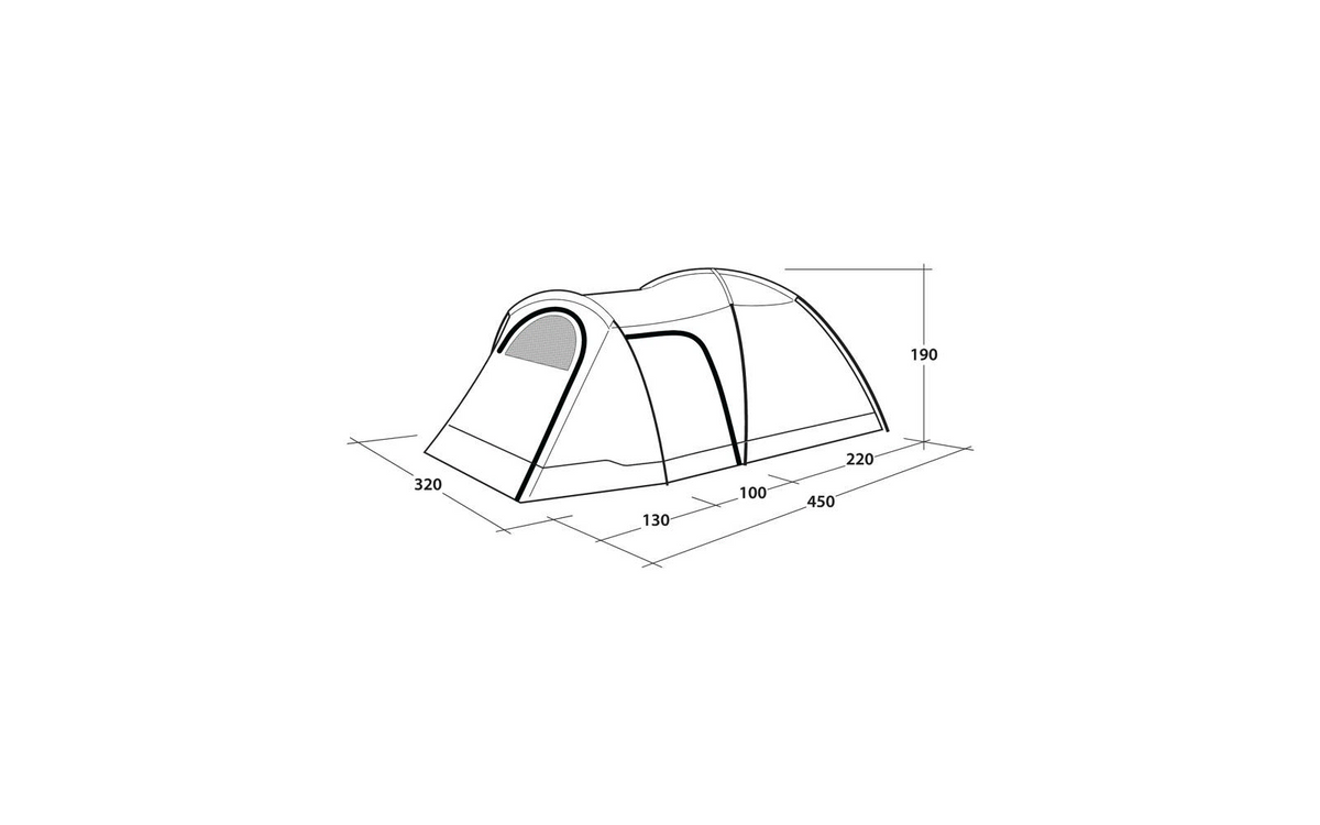 Kuppeltelt Cloud 5 Plus 5 personer 10,8 kg mørkegrønn - Outwell bakside med ventilasjon