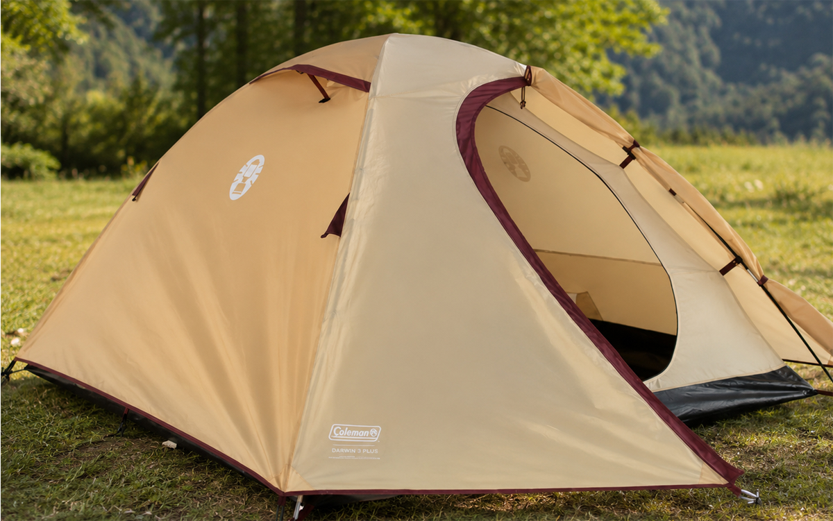 Kuppeltelt Darwin Summer 3 for 3 personer, 2000 mm, 3,4 kg - Coleman oppslått sett forfra