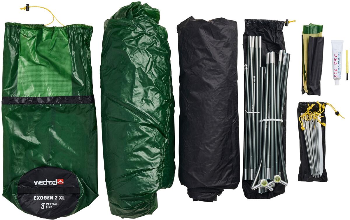Kuppeltelt Exogen 2 XL ZG 1-pers 1,9 kg grønn pakket sammen