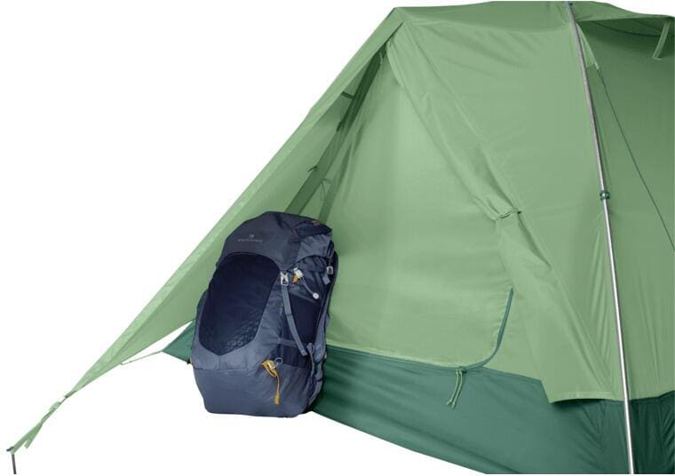 Kuppeltelt Fuji 2 ultralett 2-persons 1,9kg aluminium montert på campingplass