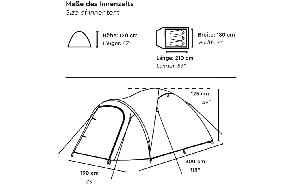 Innvendig lomme i Kuppeltelt Haika for 3 personer polyester 2000 mm vannsøyle - Tambu