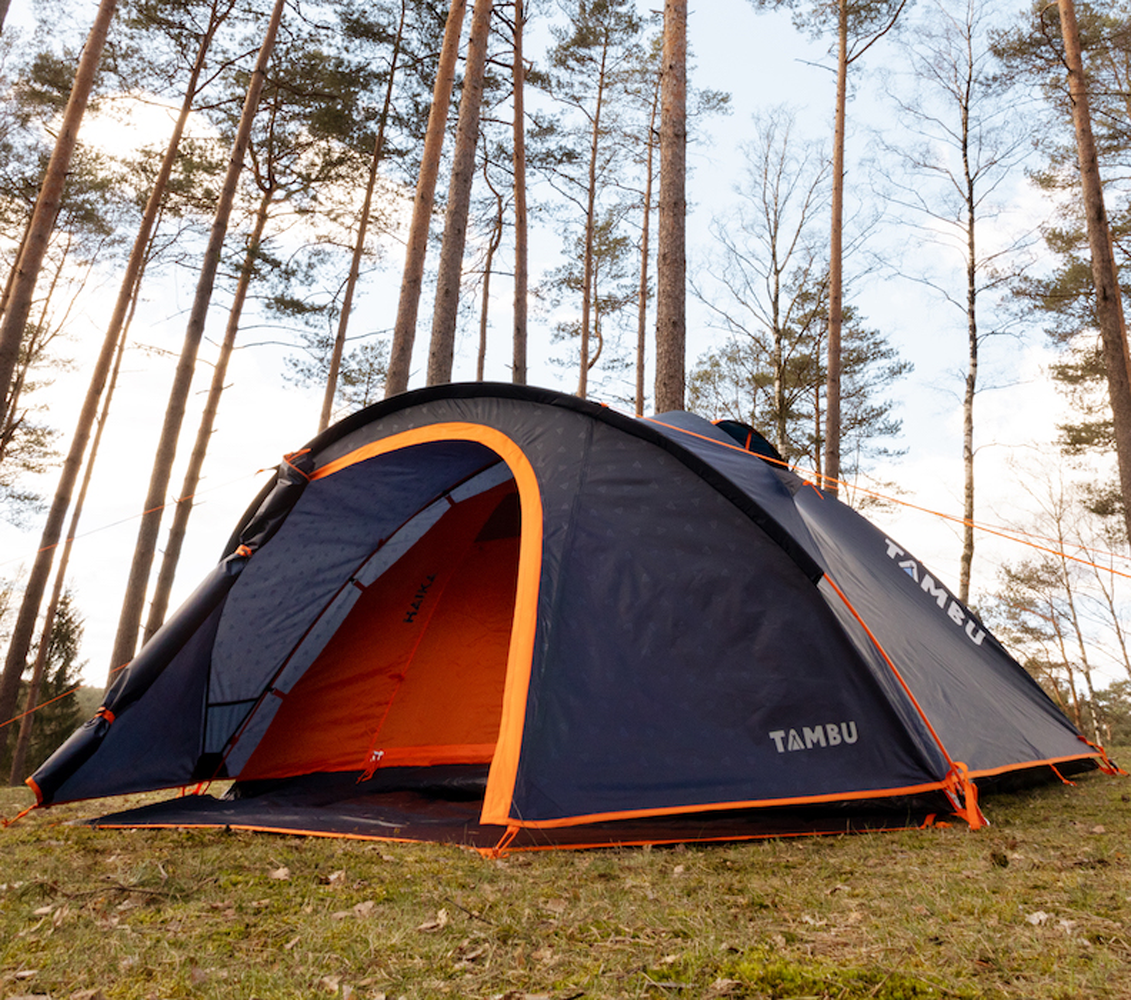 Kuppeltelt HAIKA for 4 personer 2000 mm vannsøyle 5,4 kg - Tambu oppslått sett forfra