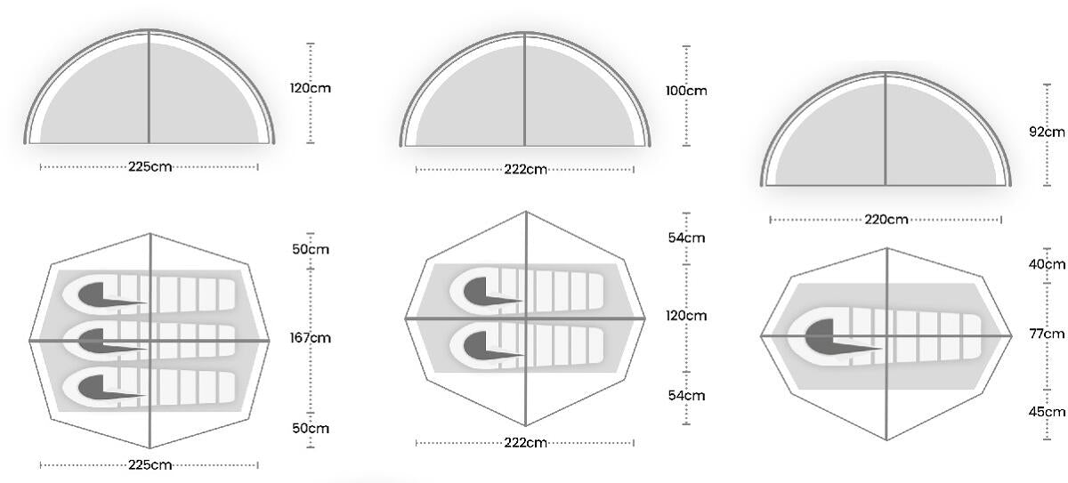 Kuppeltelt Helm Compact frittstående 3-sesong montert i terreng