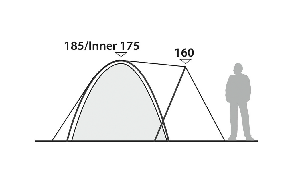 Kuppeltelt Lago Flex 4 for 4 personer 185 cm høyde 6,2 kg - Robens med åpen dør og forlenget apside