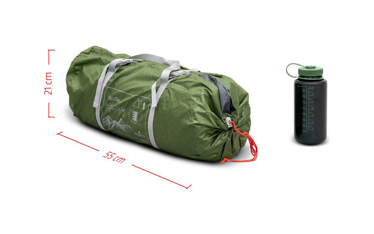 Kuppeltelt Lago Flex 4 for 4 personer 185 cm høyde 6,2 kg - Robens pakket i transportbag