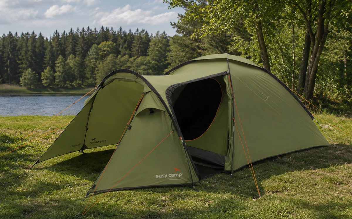 Kuppeltelt Lomsdal 3 for 3 personer 2000 mm vannsøyle - Easy Camp sett forfra i grønn farge