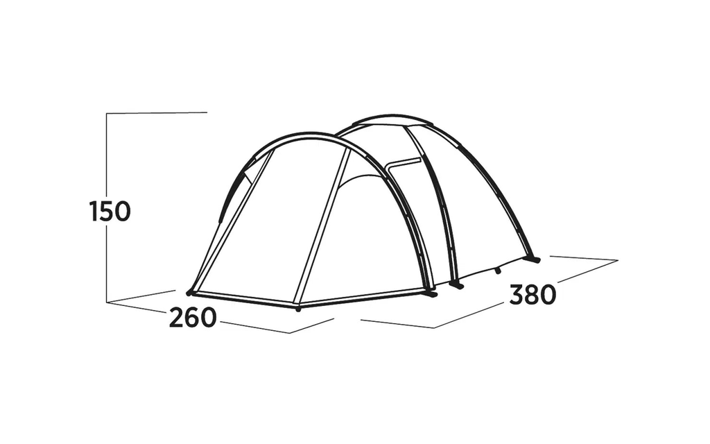 Kuppeltelt Lomsdal 4 for 4 personer 2 innganger 5,8 kg - Easy Camp oppsatt på campingplass