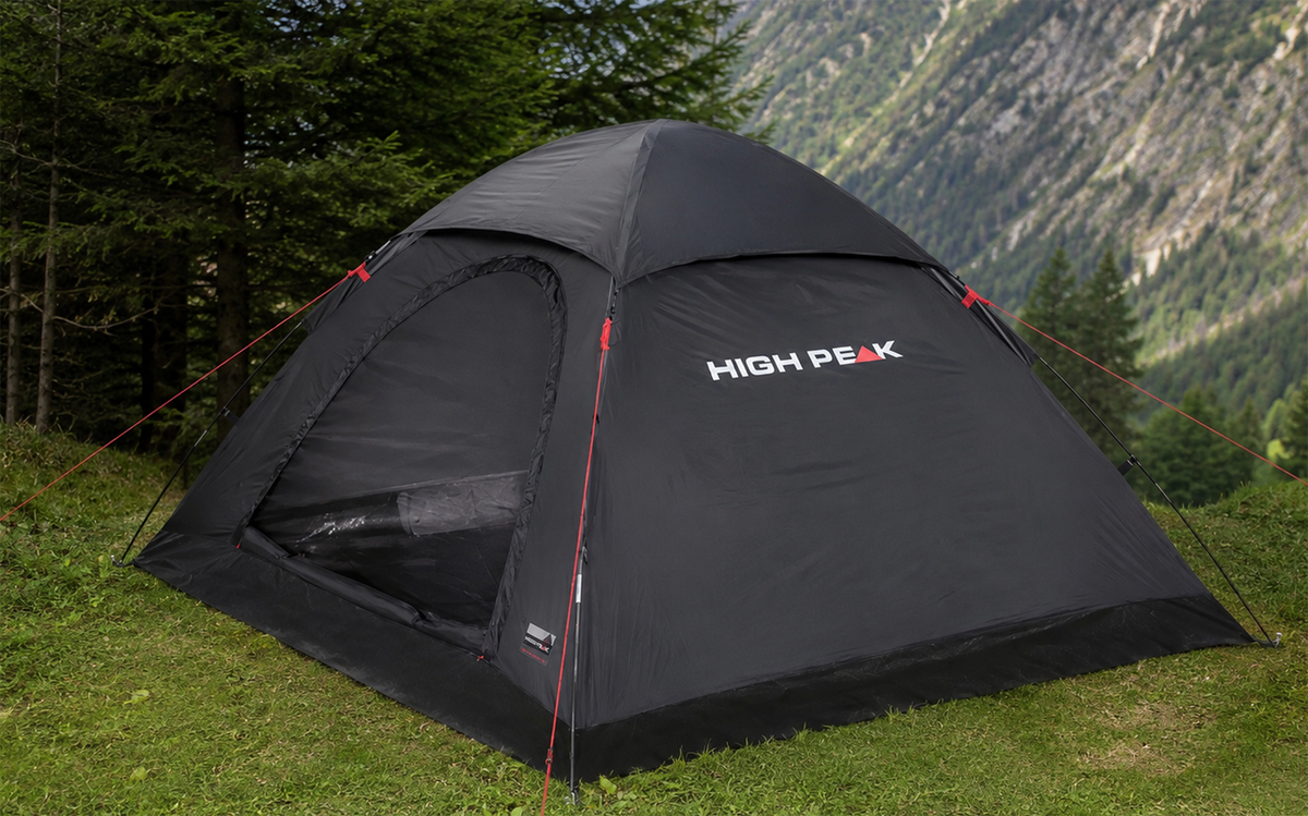 Kuppeltelt Monodome XL frittstående 4 personer 2,4 kg - High Peak i svart sett forfra