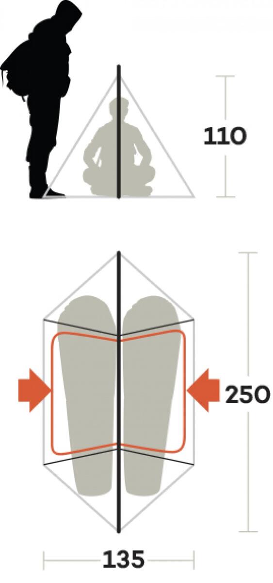 Detalj av Kuppeltelt MTB 2-persons 250x135cm 1,85kg blå