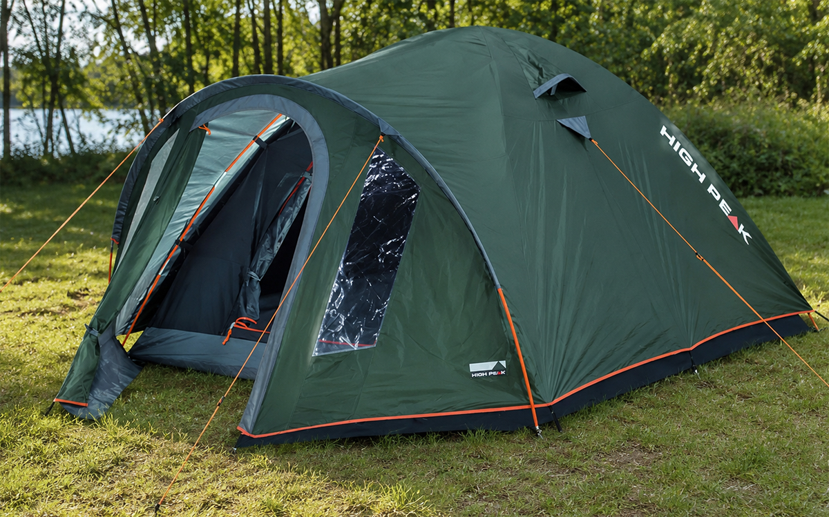 Kuppeltelt Nevada 4.1 for 4 personer 325x240 cm 4,7 kg - High Peak oppslått sett forfra