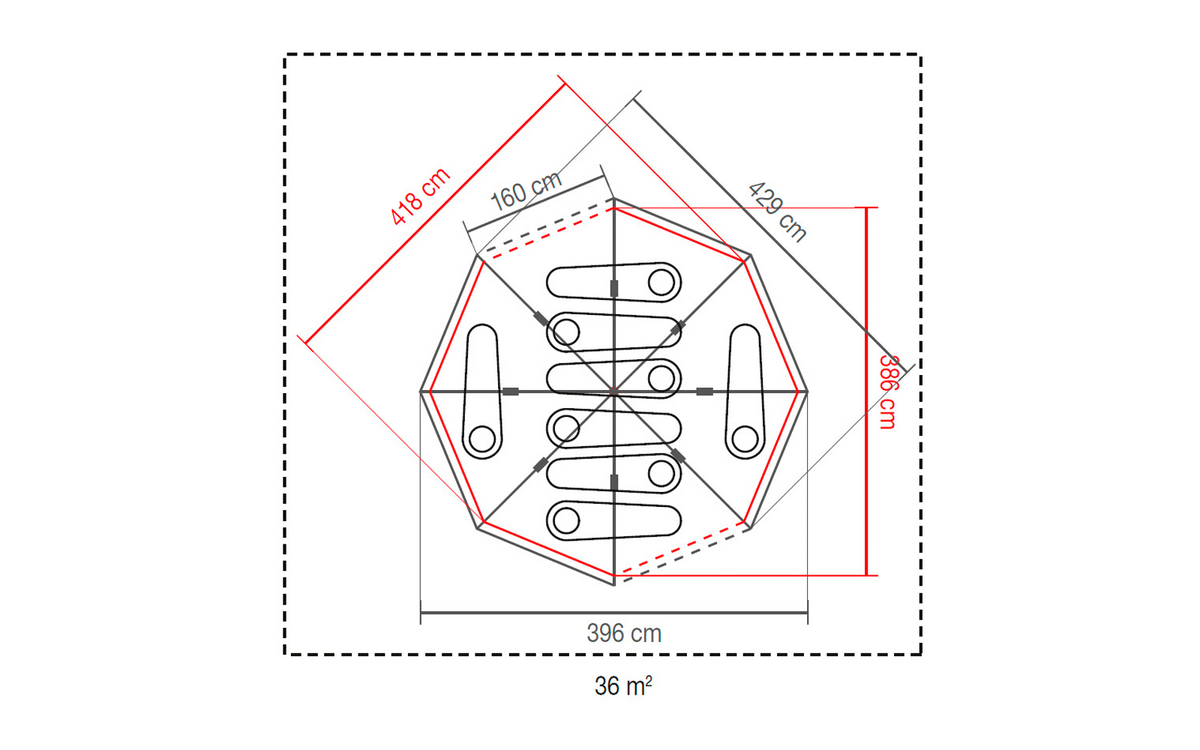 Kuppeltelt Octagon 8 BlackOut for 8 personer 20,7 kg - Coleman sett fra siden med oktagonform og to innganger