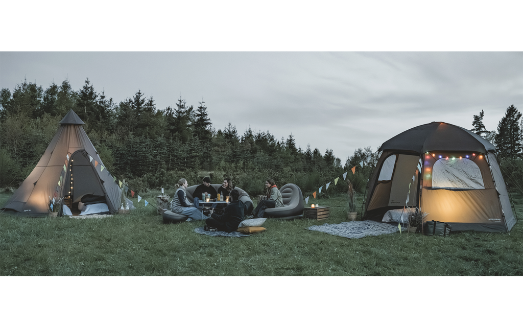 Kuppeltelt Sandland Yurt 6 personer - Easy Camp, døren med netting for lufting