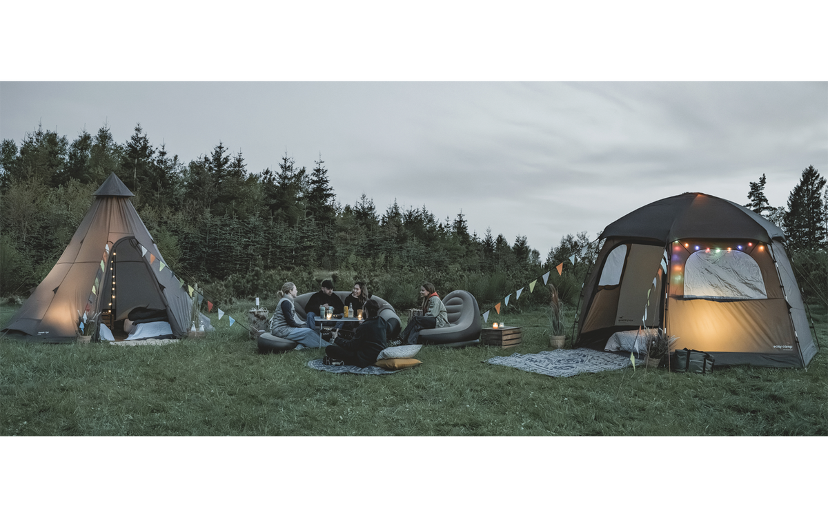 Kuppeltelt Sandland Yurt 6 personer - Easy Camp, døren med netting for lufting