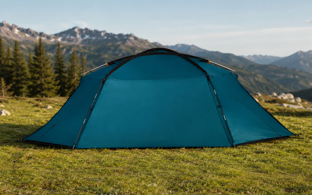 Kuppeltelt Sandwood 05 for 5 personer 445 x 345 x 210 cm - Kampa sett forfra i brun farge