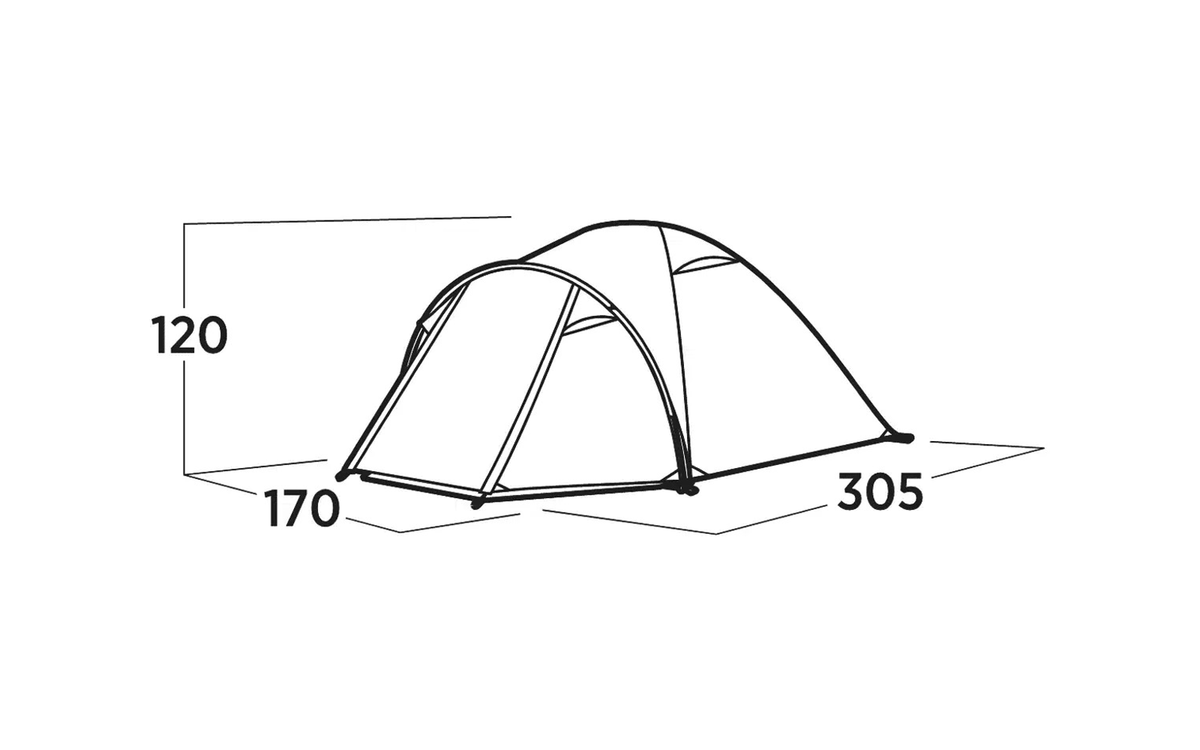 Kuppeltelt Setesdal 3 for 3 personer 2000 mm 3,7 kg - Easy Camp satt opp på campingplass
