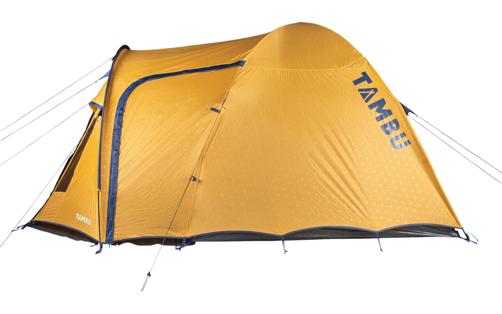 Kuppeltelt Setu 4 for 4 personer 3000 mm vannsøyle 7 kg - Tambu oppslått på campingplass