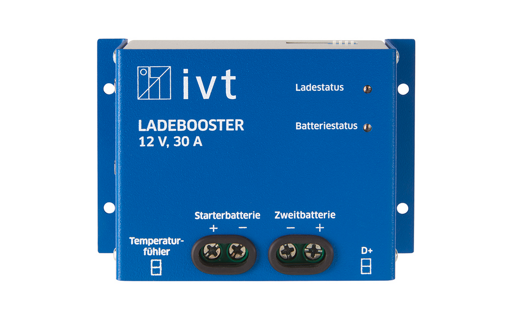 Ladebooster 12 V 30 A for ekstra batteri i bobil - IVT bakside