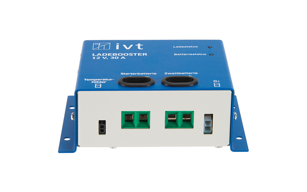 Ladebooster 12 V 30 A for ekstra batteri i bobil - IVT detalj av tilkoblinger