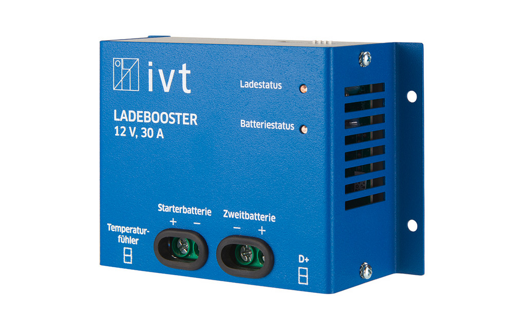 Ladebooster 12 V 30 A for ekstra batteri i bobil - IVT montert i kjøretøy