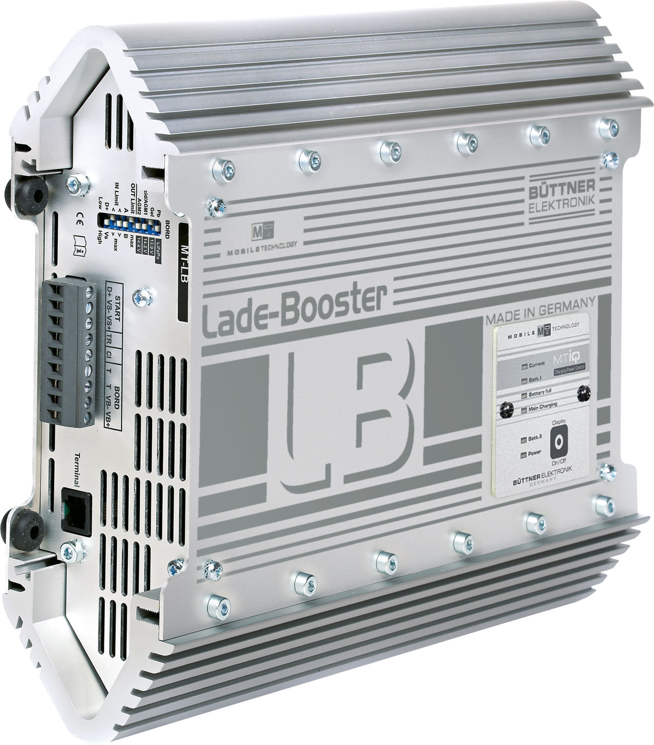Ladebooster MT-LB 25/30 A for bordbatteri - Büttner i sølv fra fronten