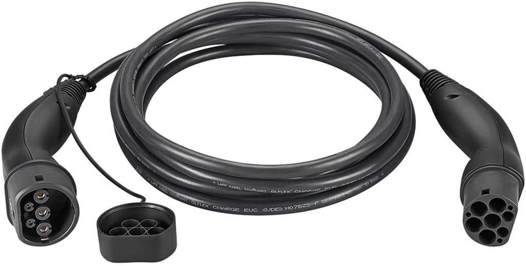 Ladekabel Type 2 Mode 3, 3-fase 20 A opptil 11 kW, 3 m - LAPP forfra
