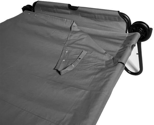 Detalj av trykknapper på laken for feltseng L/XL 195x90 cm bomull polyester grå Disc-O-Bed