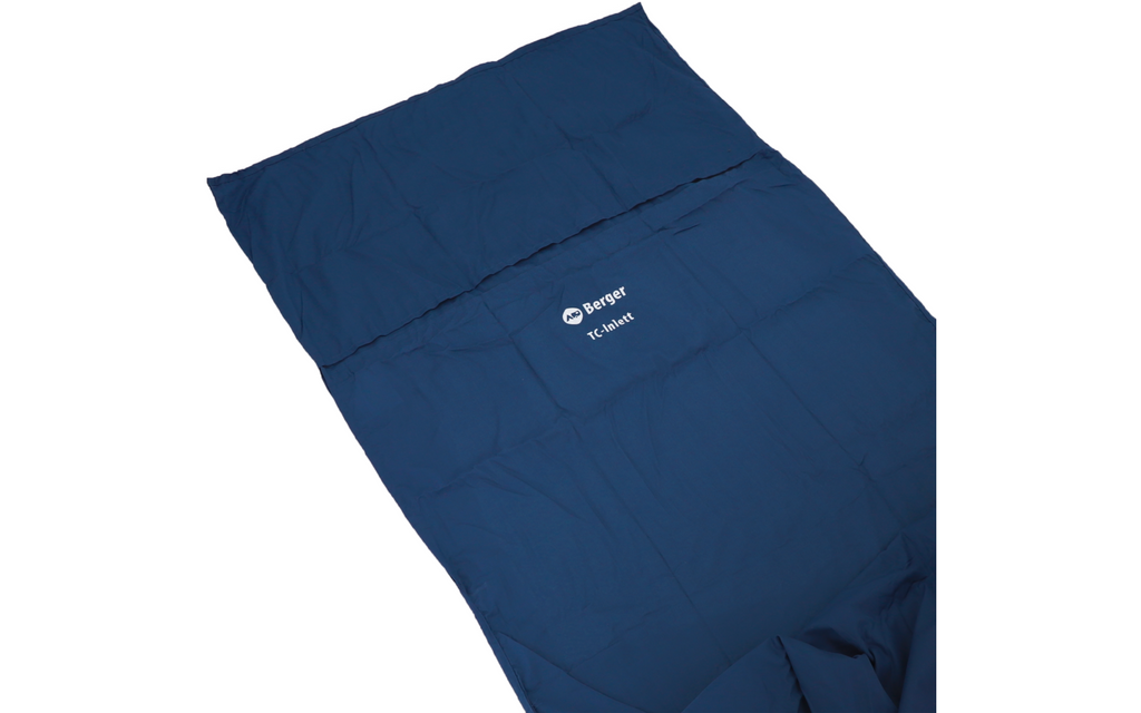 Lakenpose TC 220x80 cm polyester/bomull med putelomme 430 g blå, detalj av putelommen