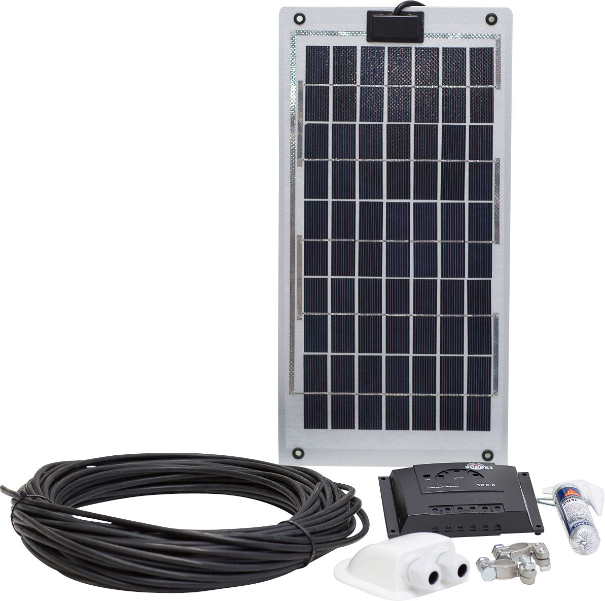 Laminat solcellepanel-sett 10W monokrystallinsk 12V - Sunset Solar for camping og bobil