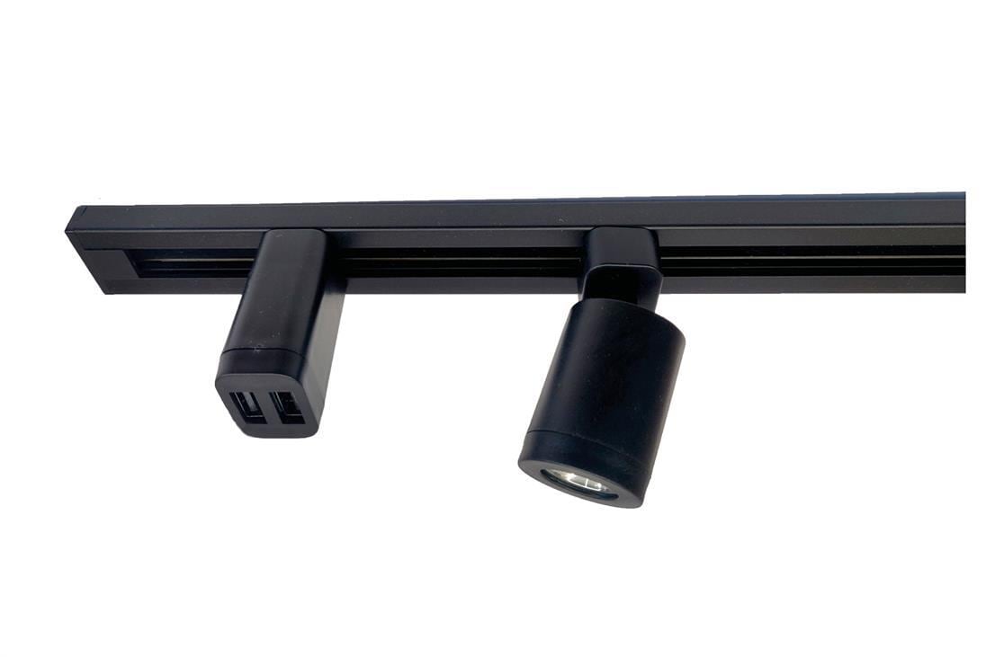 Lanciano påbyggingsspot for strømskinne liten 12V 100lm svart montert