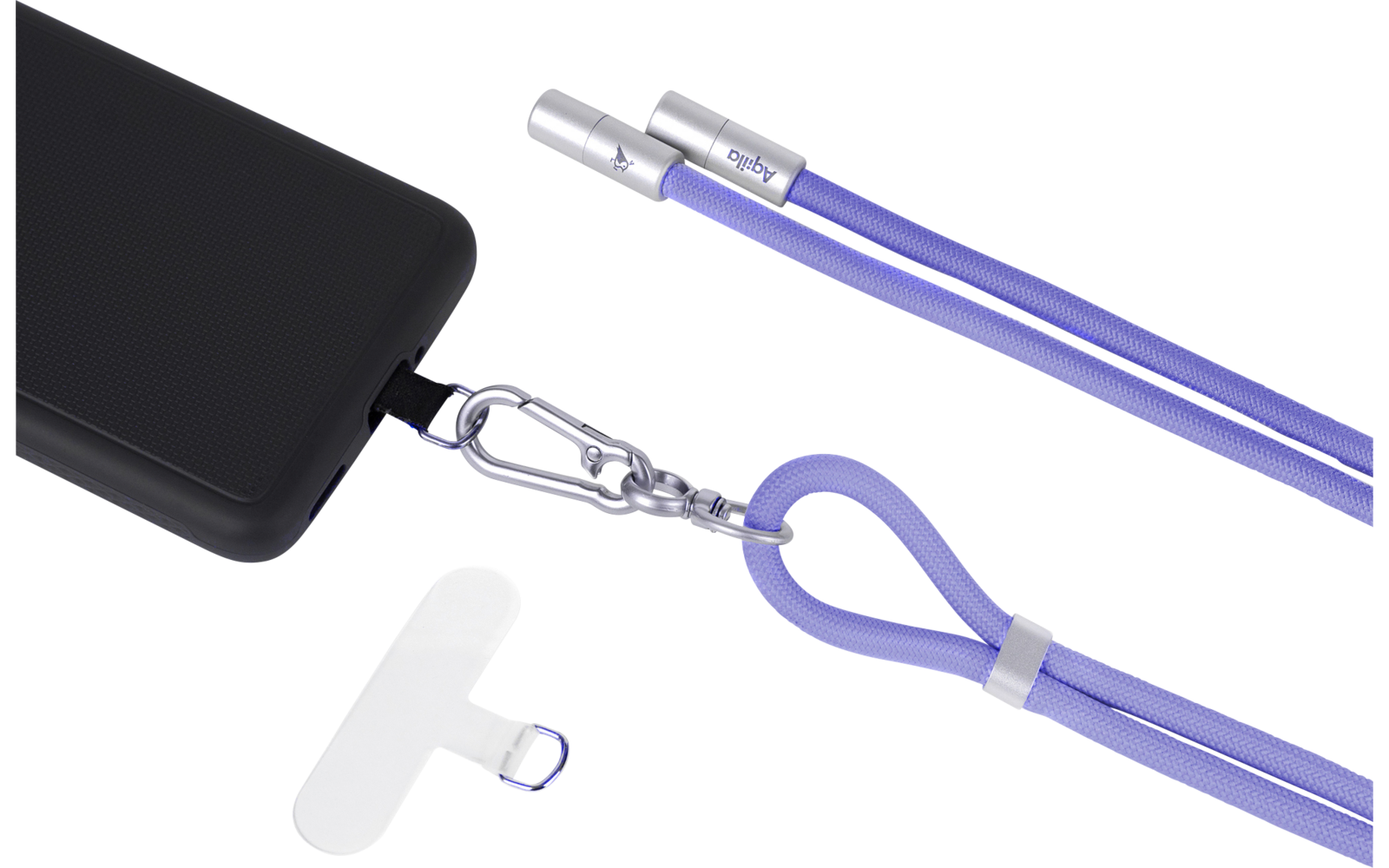 Lanyard Power Cable smarttelefon-bærebånd USB-C 60 W lilla pakket