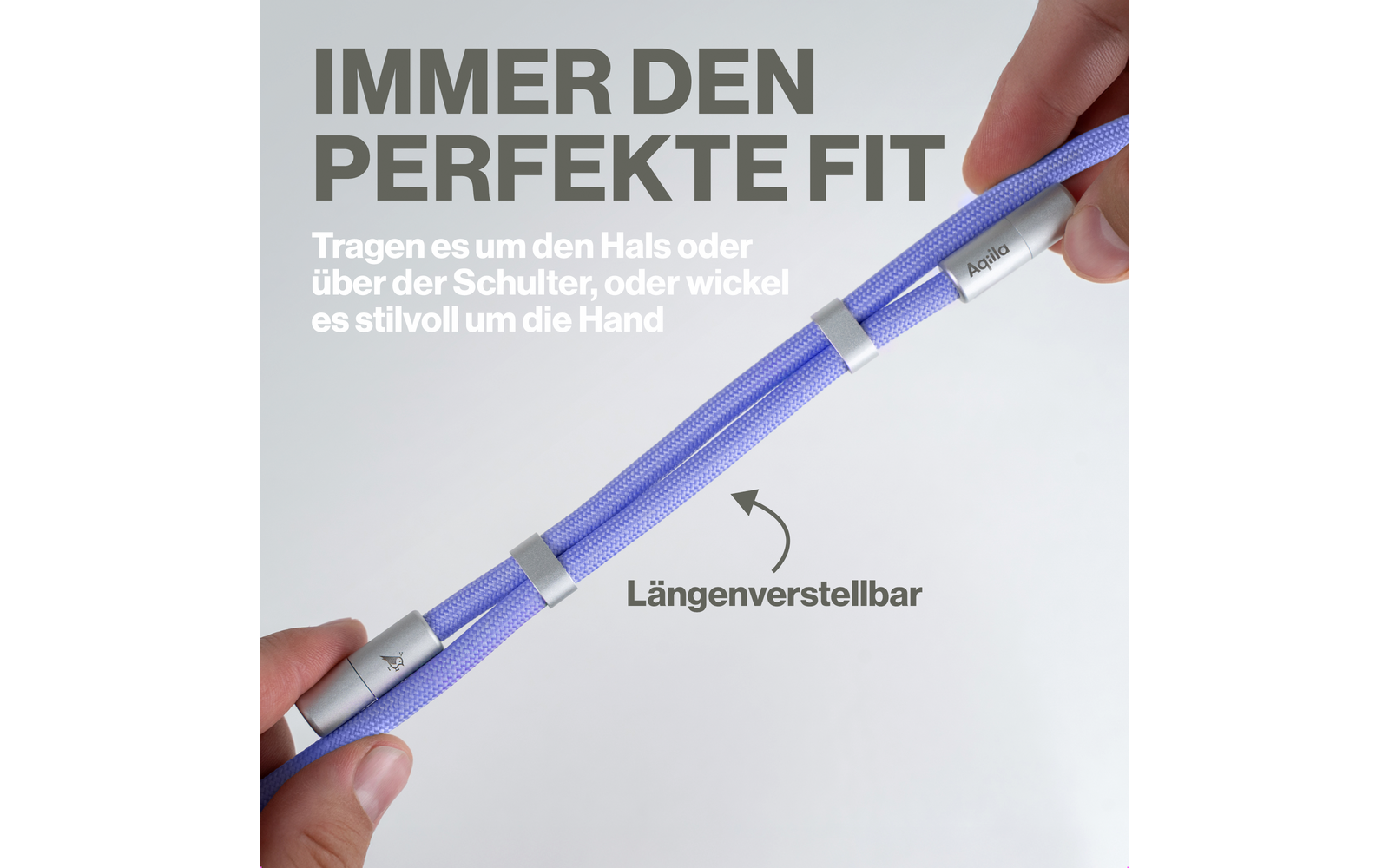 Lanyard Power Cable smarttelefon-bærebånd USB-C 60 W lilla i bruk rundt halsen