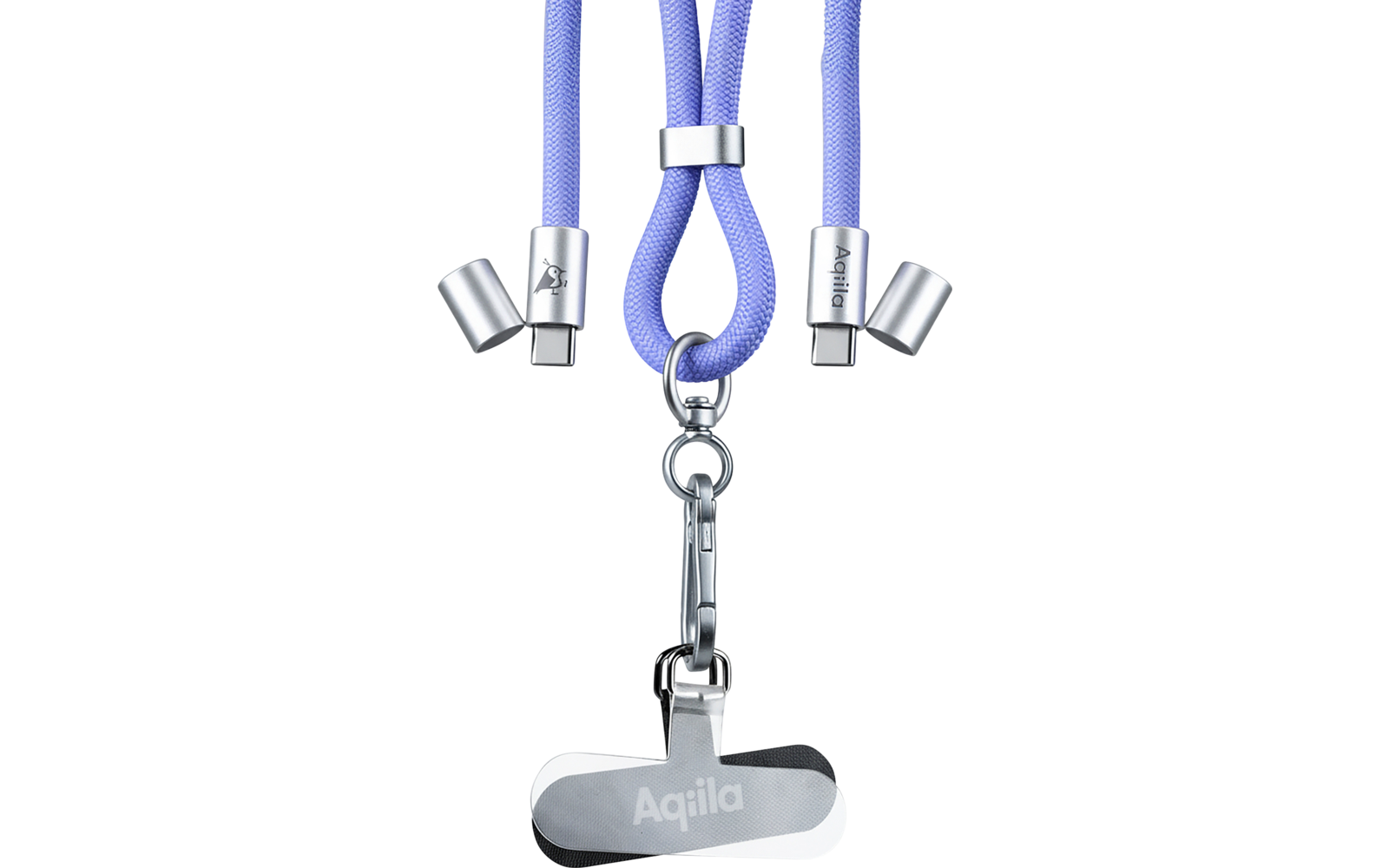 Lanyard Power Cable smarttelefon-bærebånd USB-C 60 W lilla med transparent innlegg
