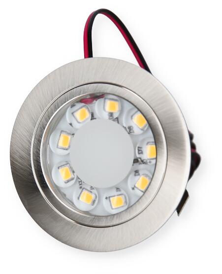 LED spot 9 LED 12V/1,7W rustfritt stål Ø65x12 mm 110 lm Carbest front