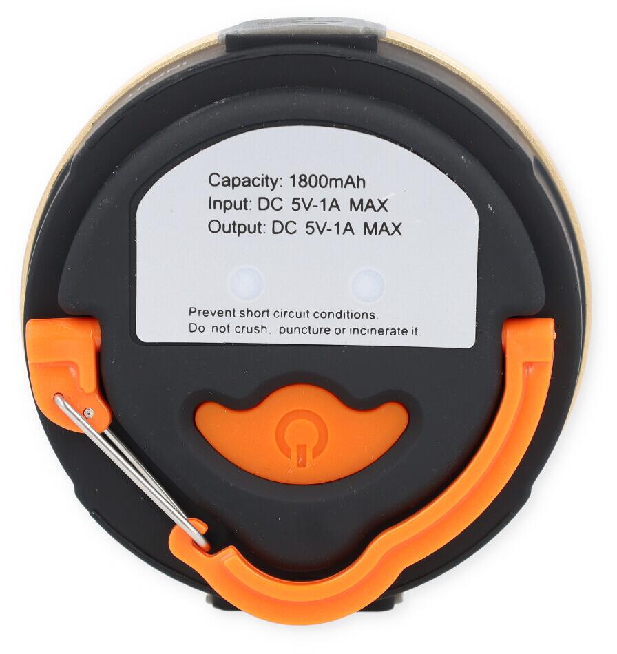 LED campinglampe 300 lumen med powerbank og magnet 88g bakside