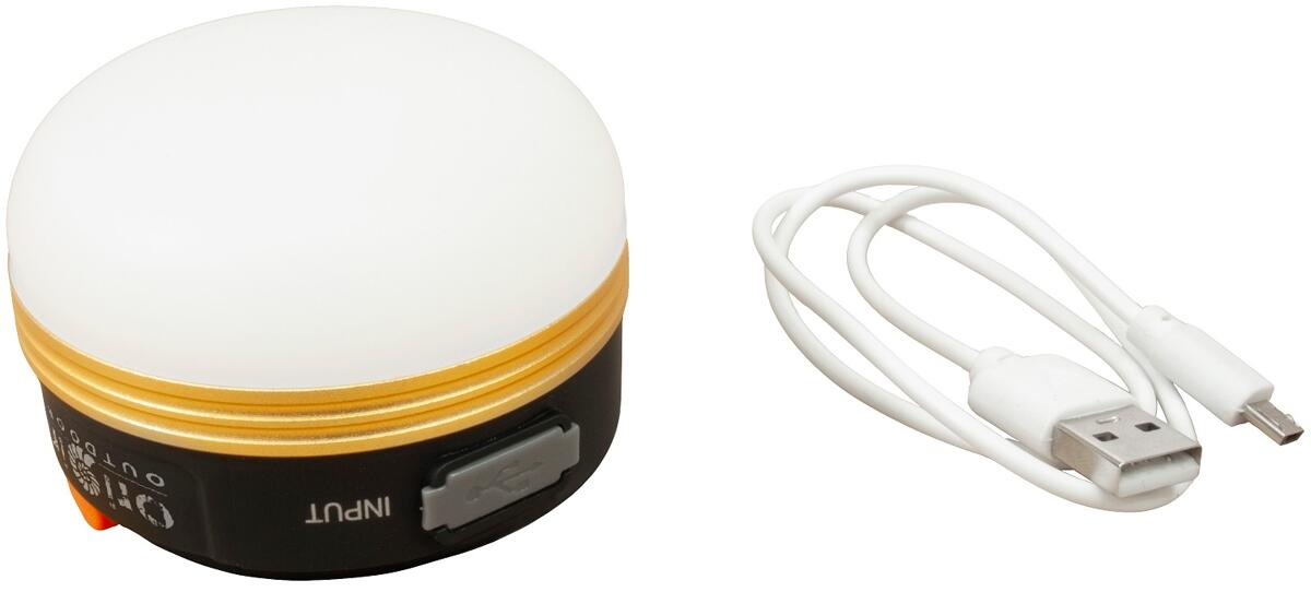LED campinglampe 300 lumen med powerbank og magnet 88g forfra