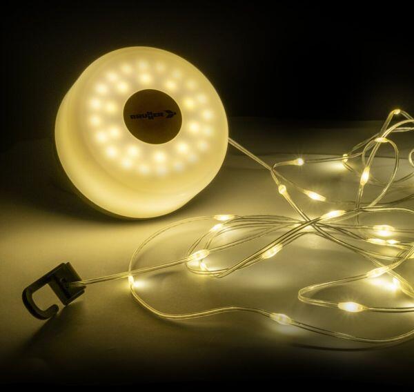 Detalj av LED campinglampe Starway med lyslenke oppladbar 200 lm