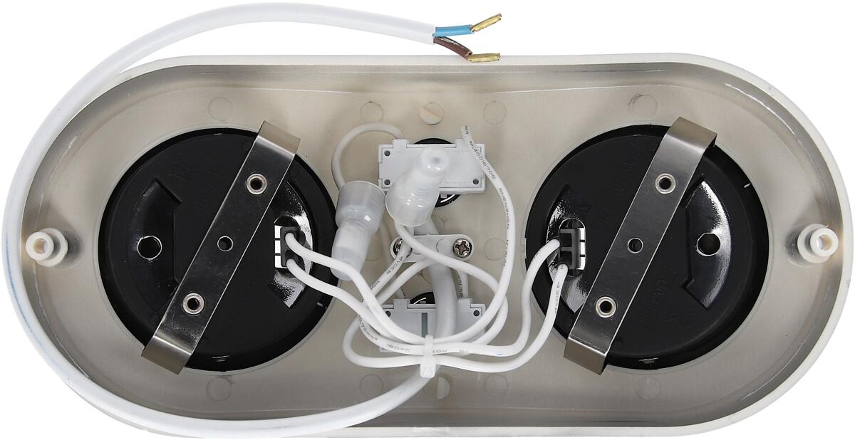 Bakside av LED dobbel påbyggingsspot 12V 2x1W med separate brytere