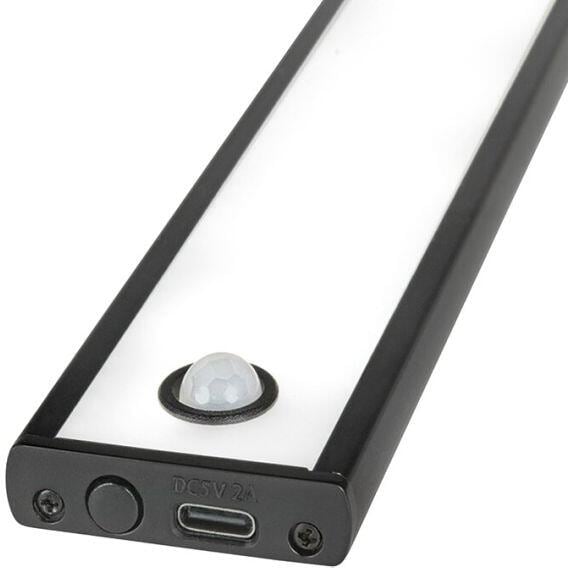 LED flatlampe WS-Lite oppladbar med bevegelsessensor svart montert