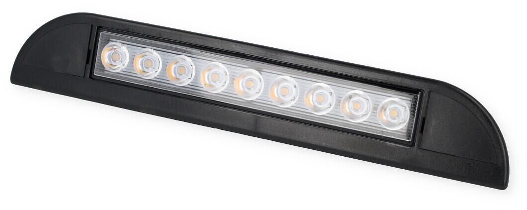 LED-forteltlampe 9 LEDs 231 mm IP67 svart montert på campingvogn